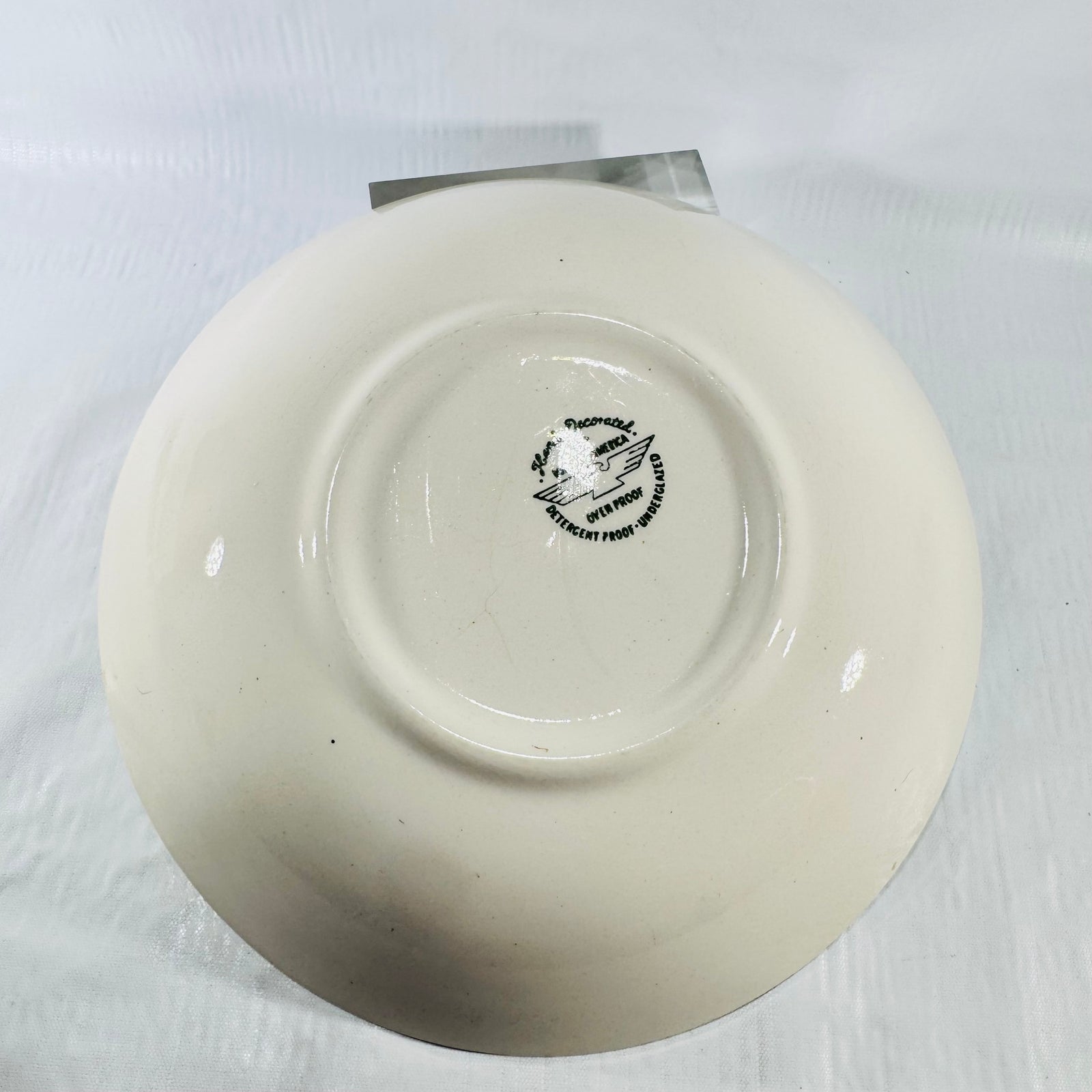 Underside of Stetson Marcrest Swiss Alpine serving bowl with manufacturer stamp