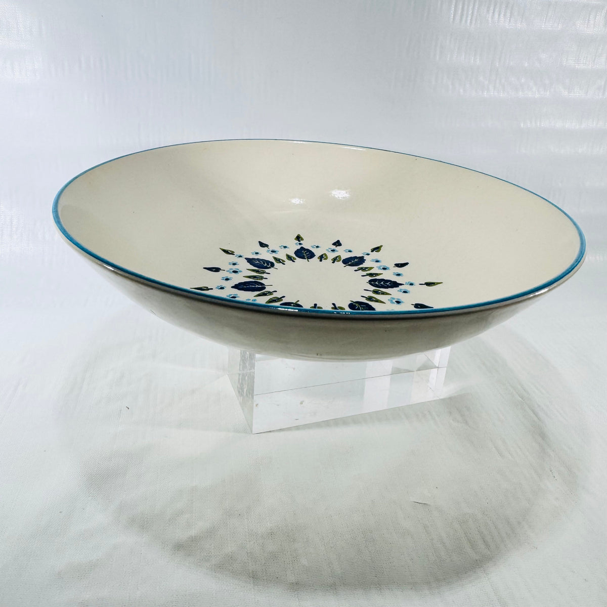 Side profile of Marcrest Swiss Alpine shallow serving bowl two inches tall
