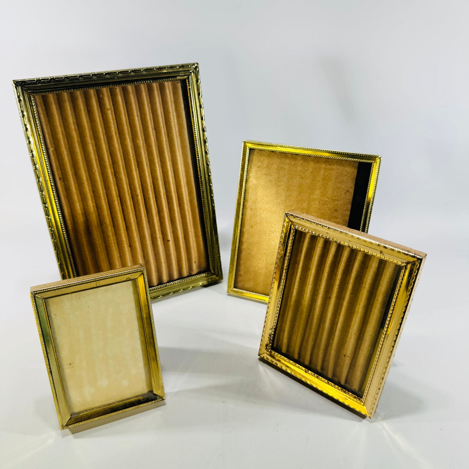 Brass Plated Picture Frame Lot of 4 1950s to 1970s Easel Backs