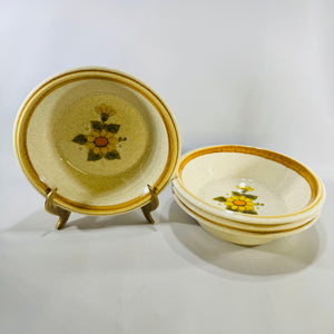 Set of 4 Mikasa Stone Manor Melissa F5811 Cereal Bowls Japan Yellow Daisy Stoneware