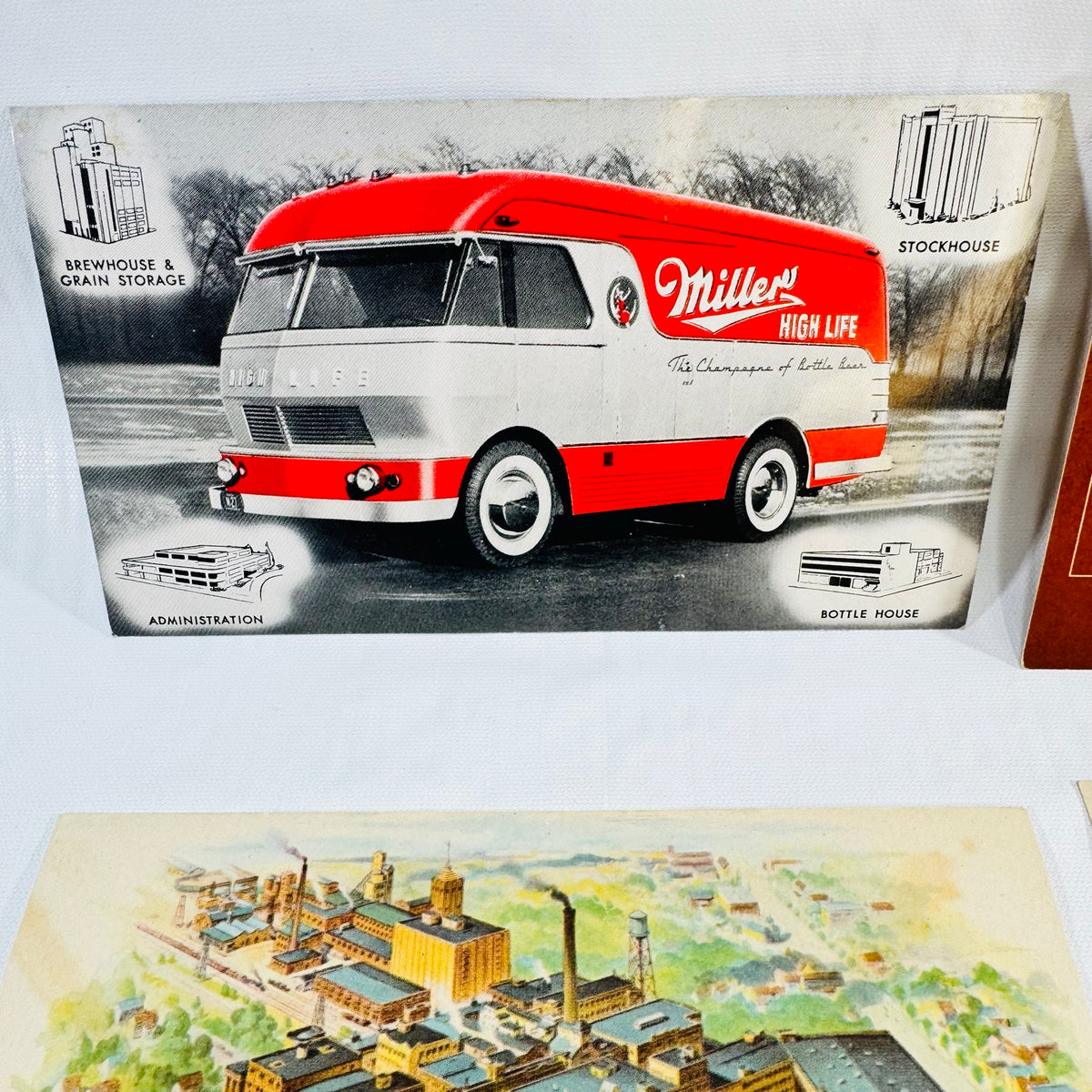 Miller High Life Mobile Museum truck postcard front with red and white truck