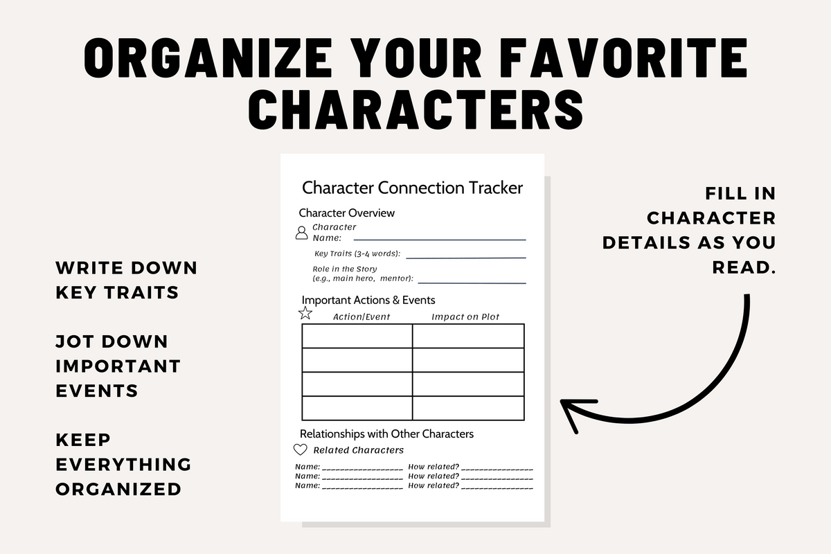 Character Connection Tracker: A Book Club Activities for Deeper Discussions