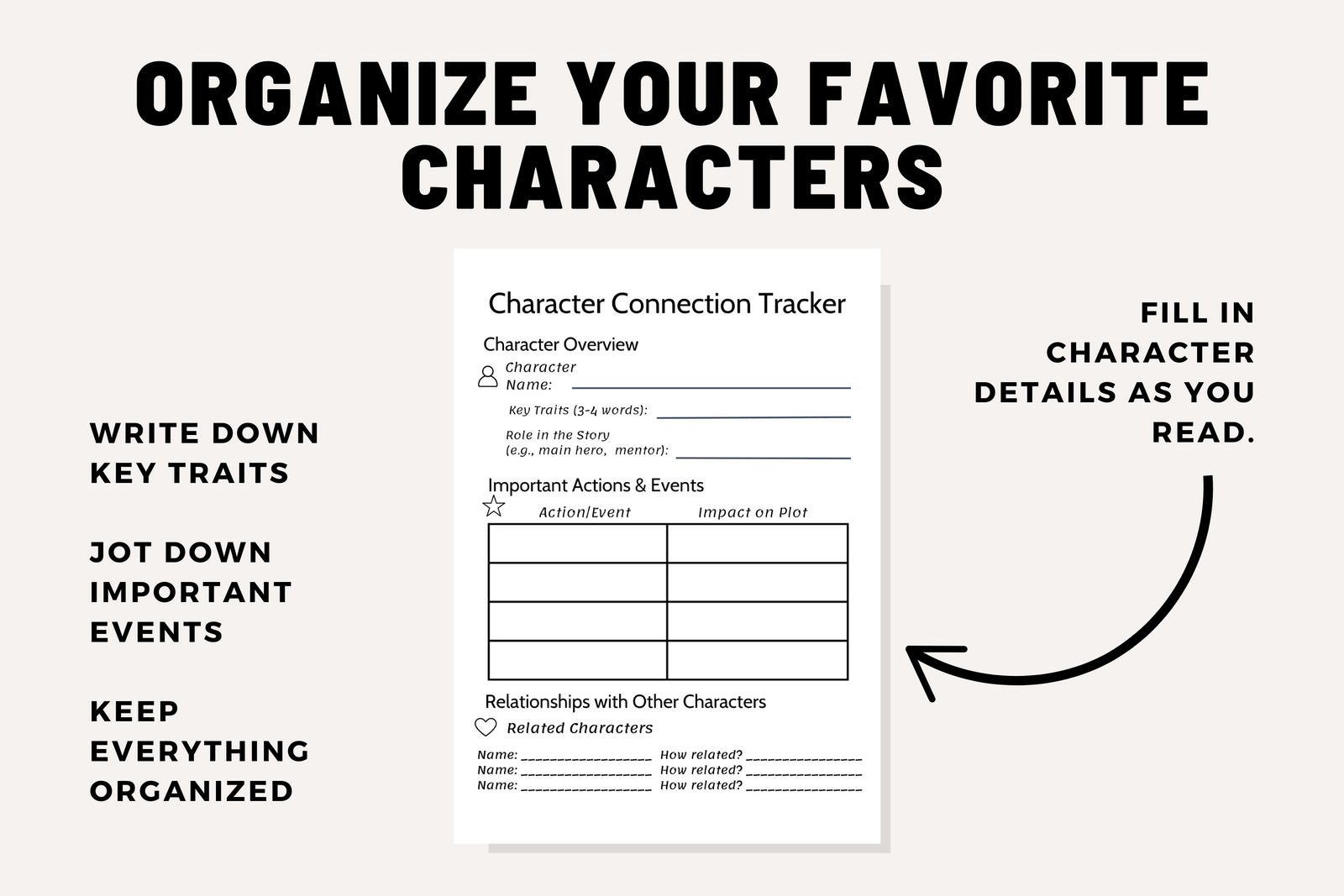 Character Connection Tracker: A Book Club Activities for Deeper Discussions