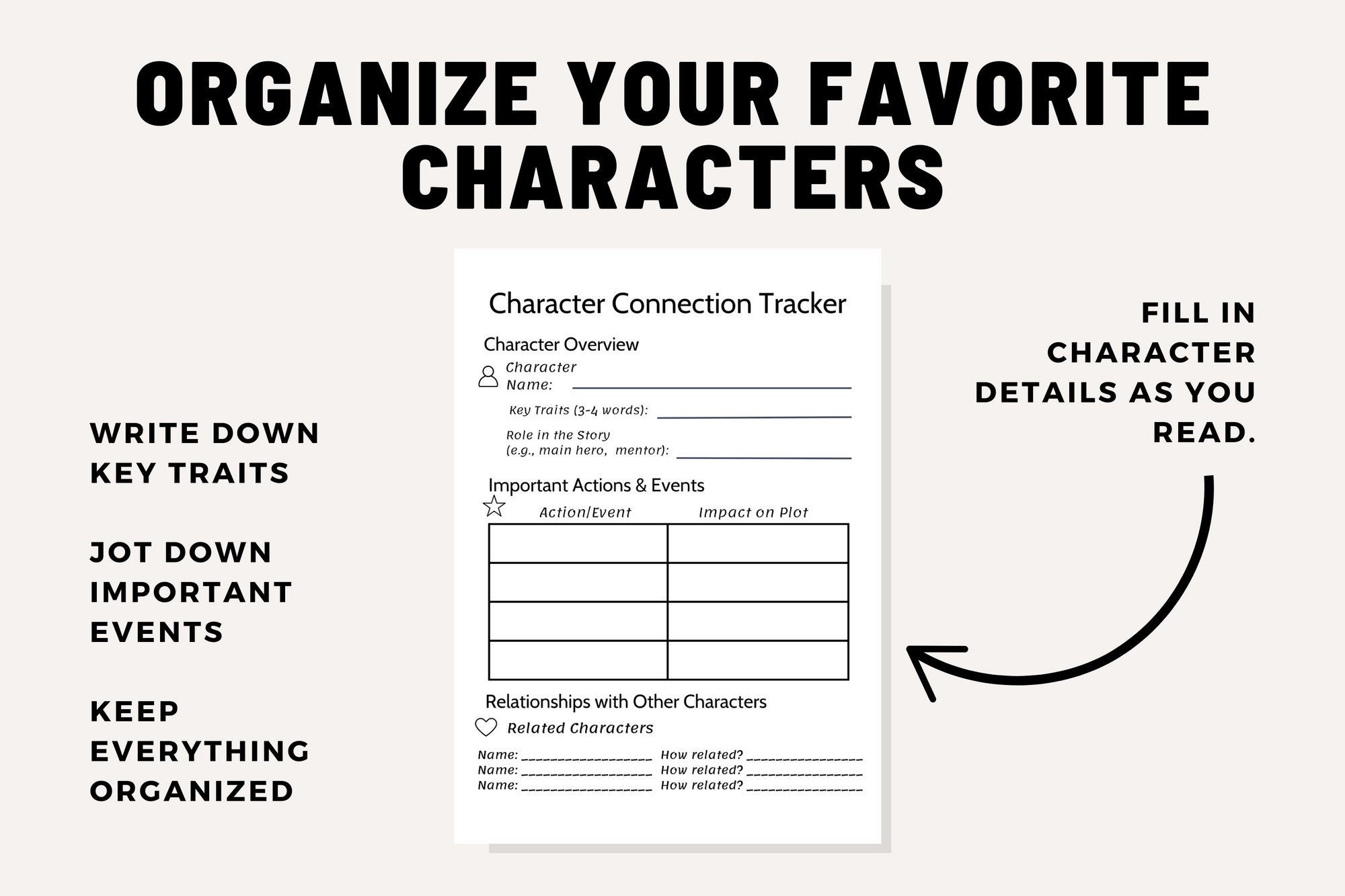 Character Connection Tracker: A Book Club Activities PDF for Deeper Discussions