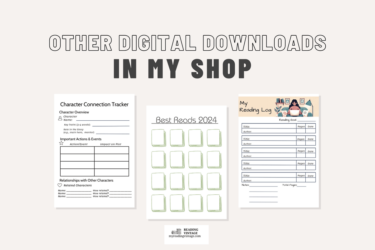 Vintage Reading Journal Pages - Digital Download PDF