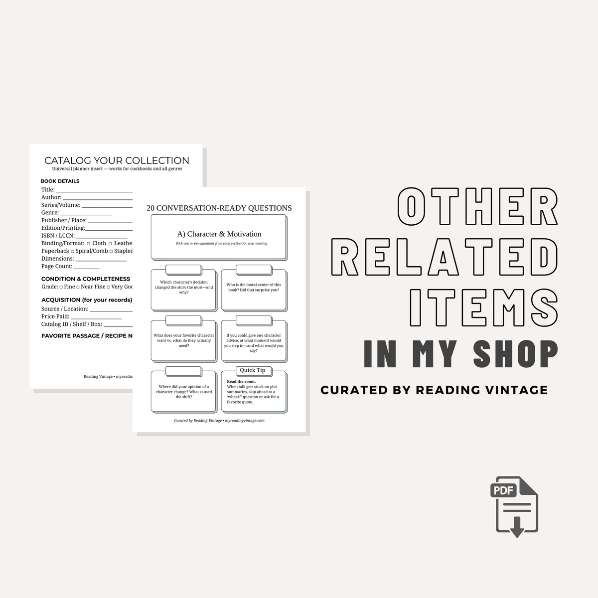 Vintage Book Gift Guide – Printable Tags, Bookplates & Checklist (Digital Download)