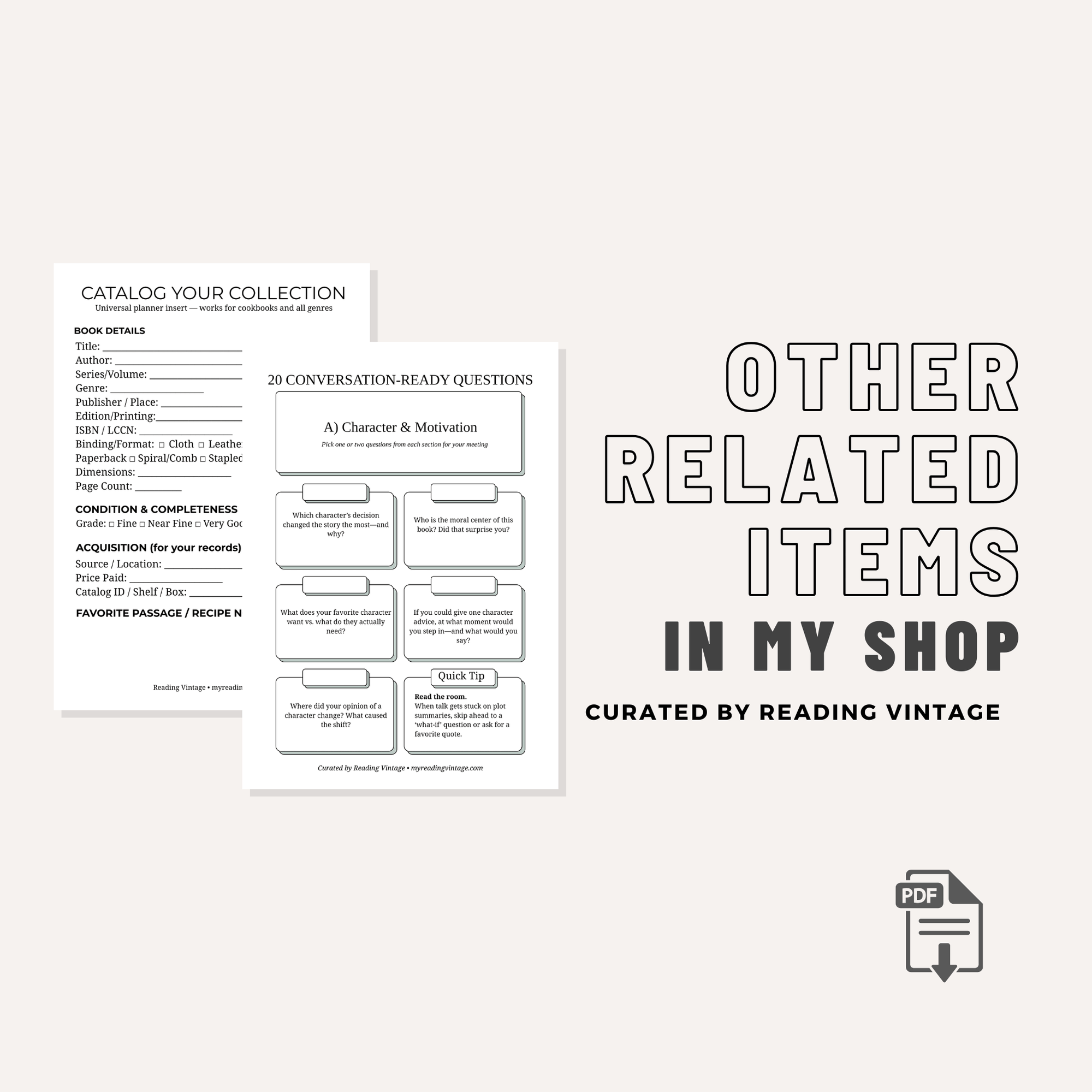 Vintage Book Gift Guide – Printable Tags, Bookplates & Checklist (Digital Download)