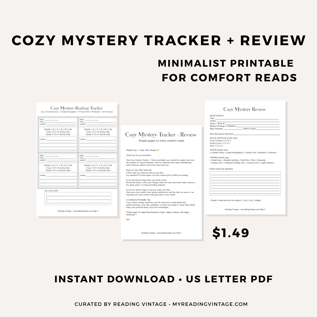 Cozy Mystery Tracker + Review Printable (US Letter PDF) | Reading Journal Pages