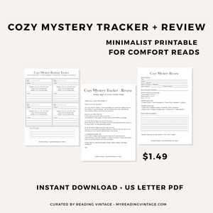 Cozy Mystery Tracker + Review Printable (US Letter PDF) | Reading Journal Pages