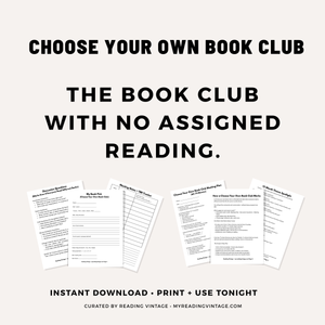Choose Your Own Book Club Printable PDF Download | 12 Monthly Themes, Agenda, Questions & Worksheets