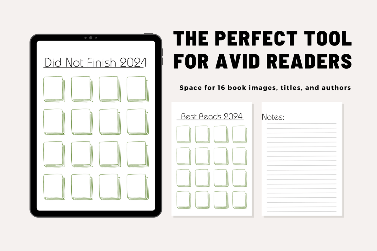 Best Reads & Did Not Finish Trackers 2024 5-Page Digital Download PDF