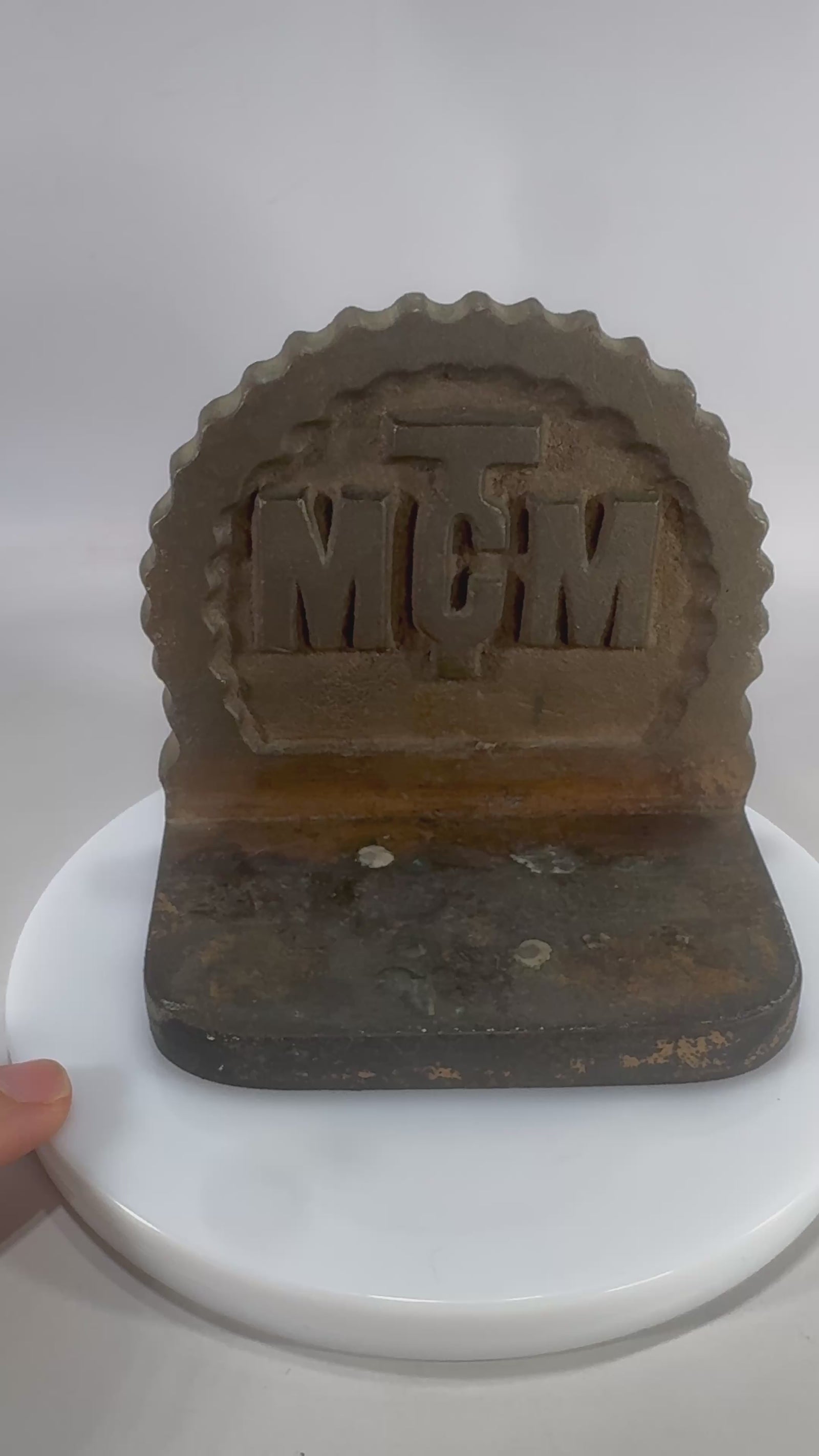 Vintage Cast Iron-Style Bookend – Mid-Century Movie Memorabilia, Heavy Industrial Decor