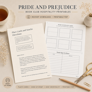 Pride and Prejudice Book Club Kit 74 Page Printable PDF Jane Austen Discussion Guide