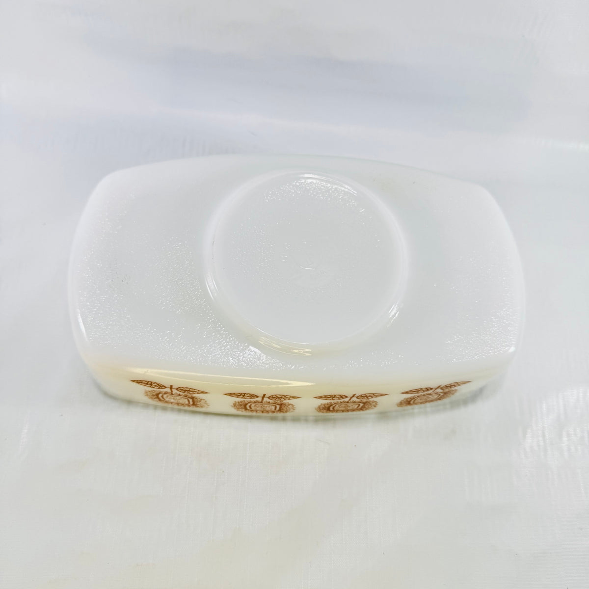 Vintage Pyrex Town and Country brown floral opal glass loaf pan, photo 7 of 8