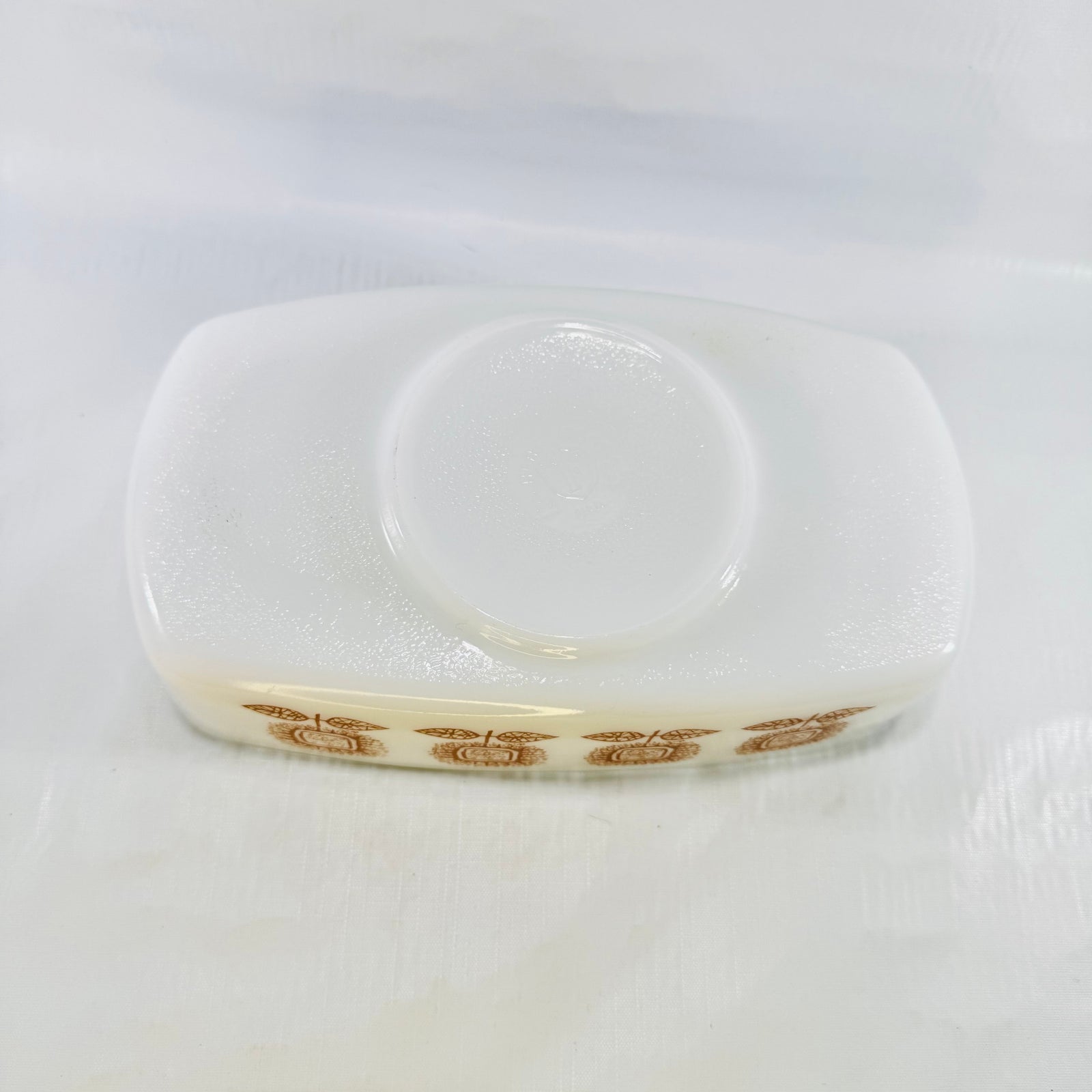 Vintage Pyrex Town and Country brown floral opal glass loaf pan, photo 7 of 8