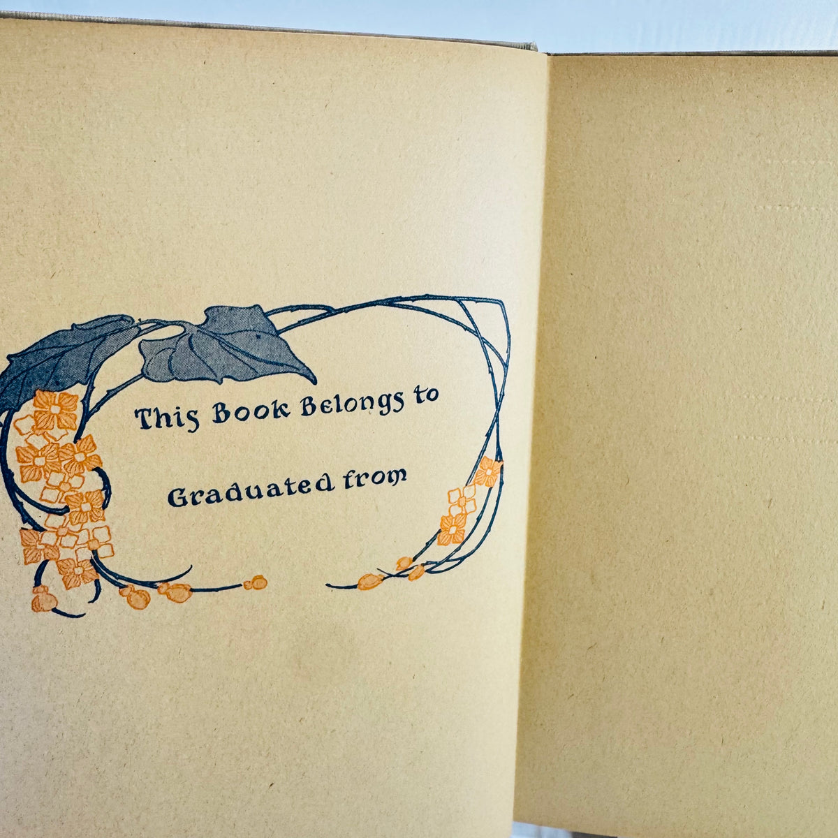 Unfilled This Book Belongs to and Graduated from bookplate page