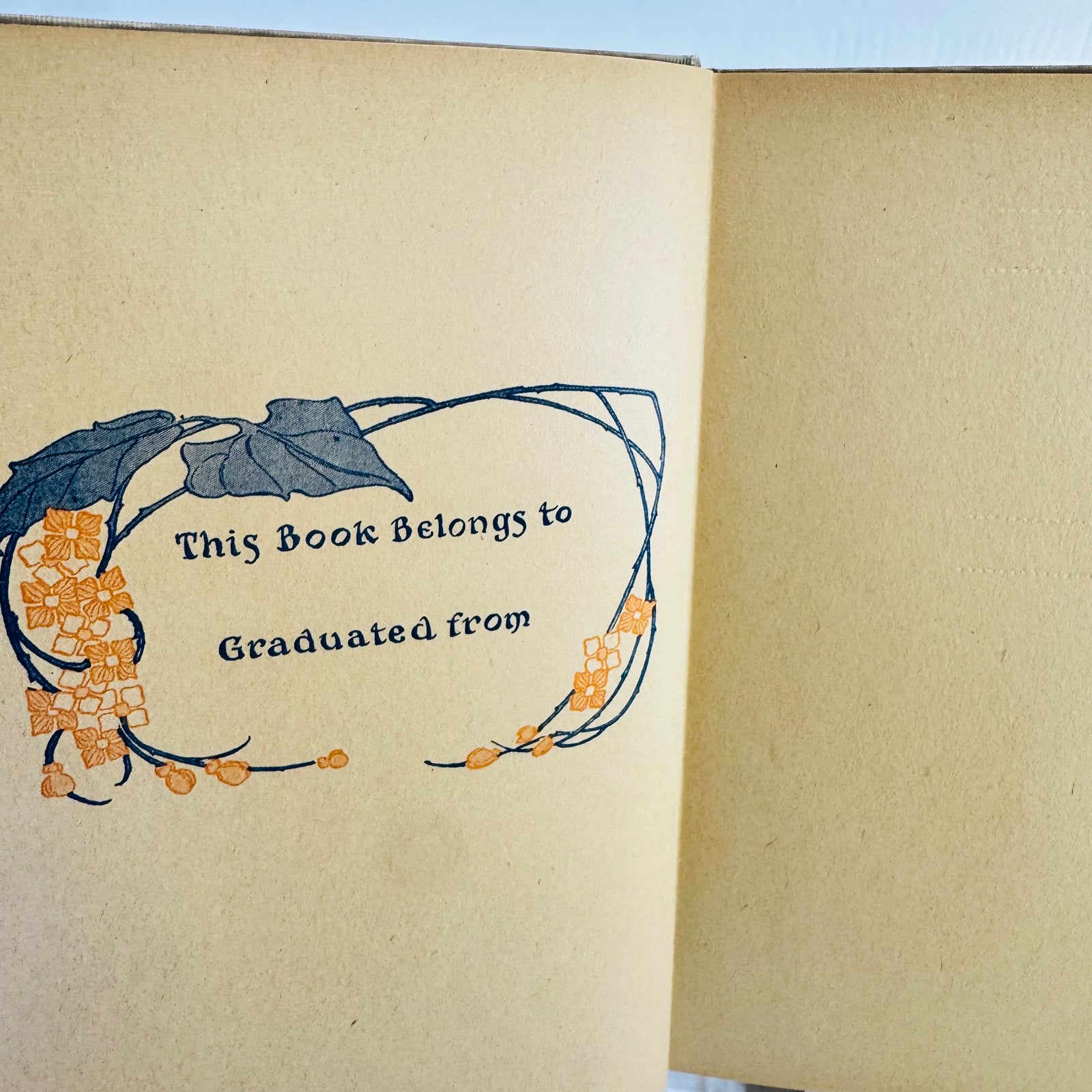 Unfilled This Book Belongs to and Graduated from bookplate page