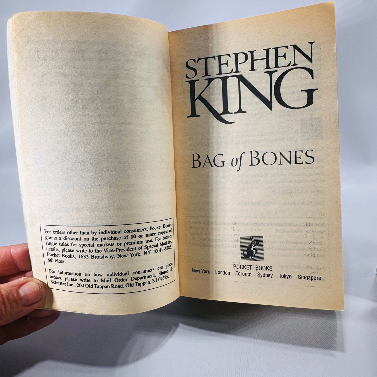 Two Stephen King Horror Paperbacks (1999), Bag of Bones and The Green Mile
