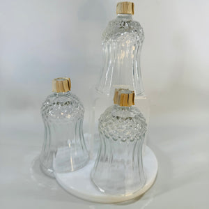 Vintage Homco Peg Votive Candle Holders Set of 3 Clear Glass Diamond Cut Cups 1970s Art Deco MCM Style