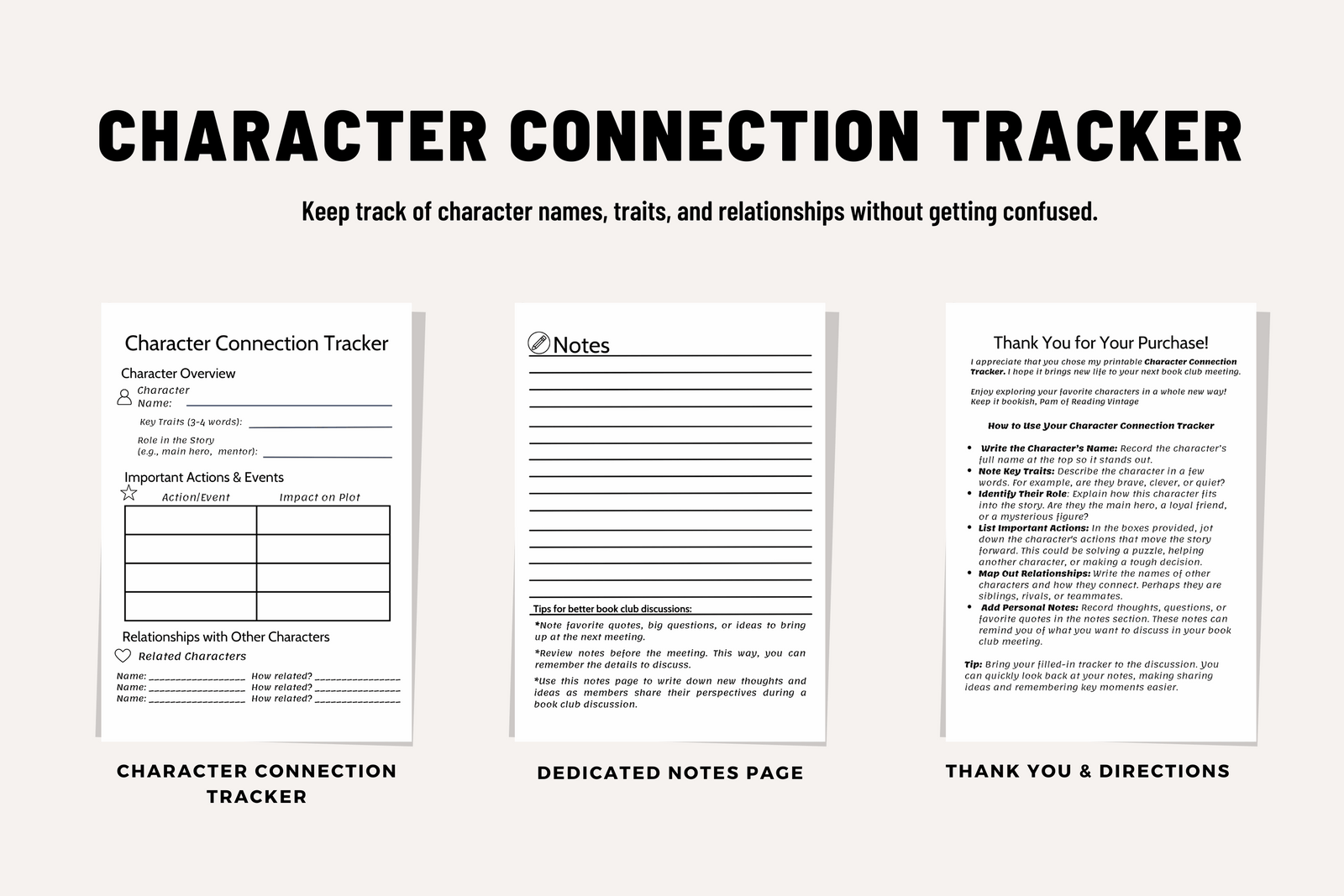 Character Connection Tracker: A Book Club Activities for Deeper Discussions