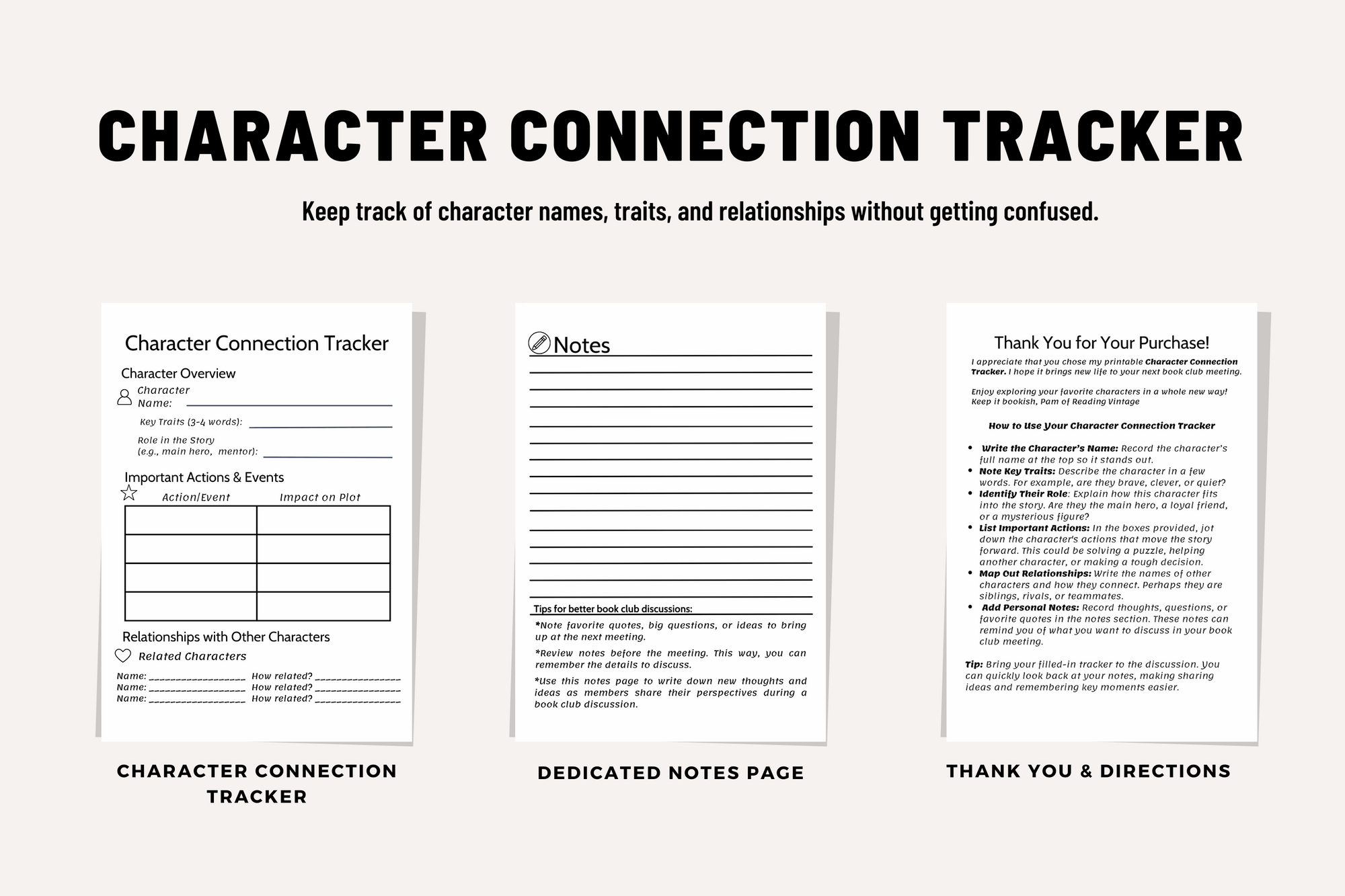 Character Connection Tracker: A Book Club Activities PDF for Deeper Discussions