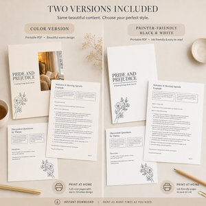 Pride and Prejudice Book Club Kit 74 Page Printable PDF Jane Austen Discussion Guide