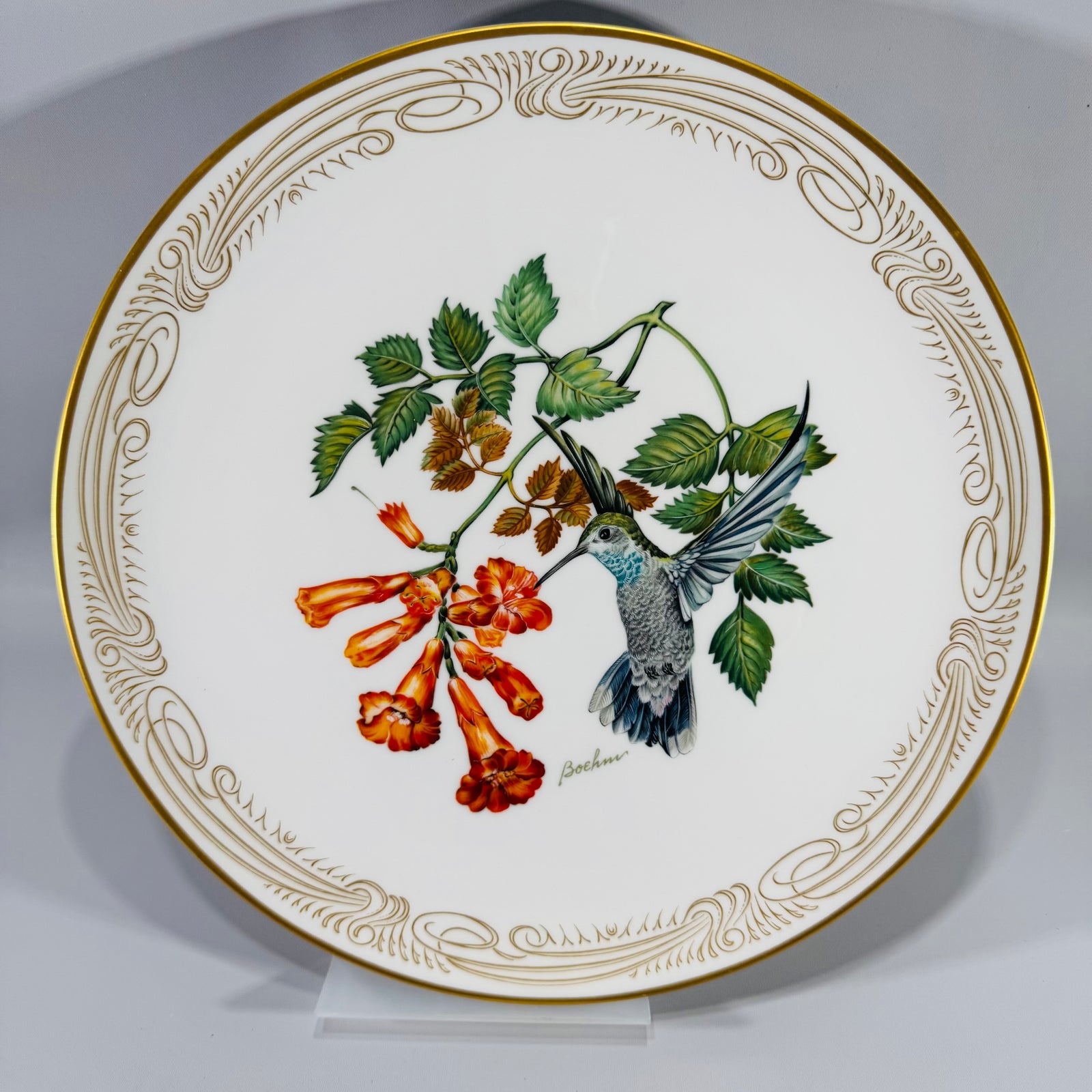 Vintage Boehm Blue-Throated Hummingbird Plate | Edward Marshall Boehm Bone China Collector Plate