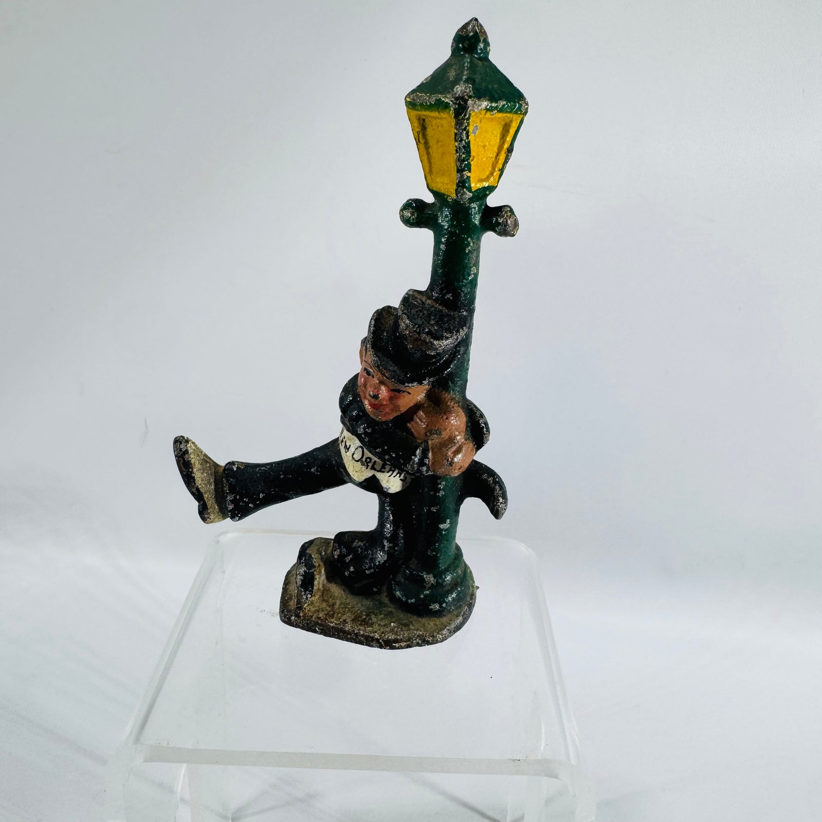 Vintage Cast Iron Drunk Man Lamp Post Bottle Opener New Orleans Barware Figure