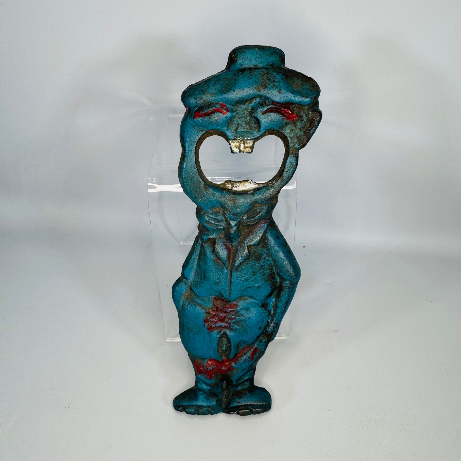 Vintage Cast Iron Figural Bottle Opener | painted novelty barware
