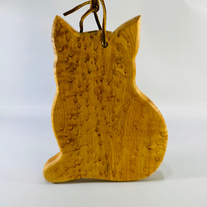 Vintage Cat Shaped Birdseye Maple Cutting Board | Wood Charcuterie Serving Board