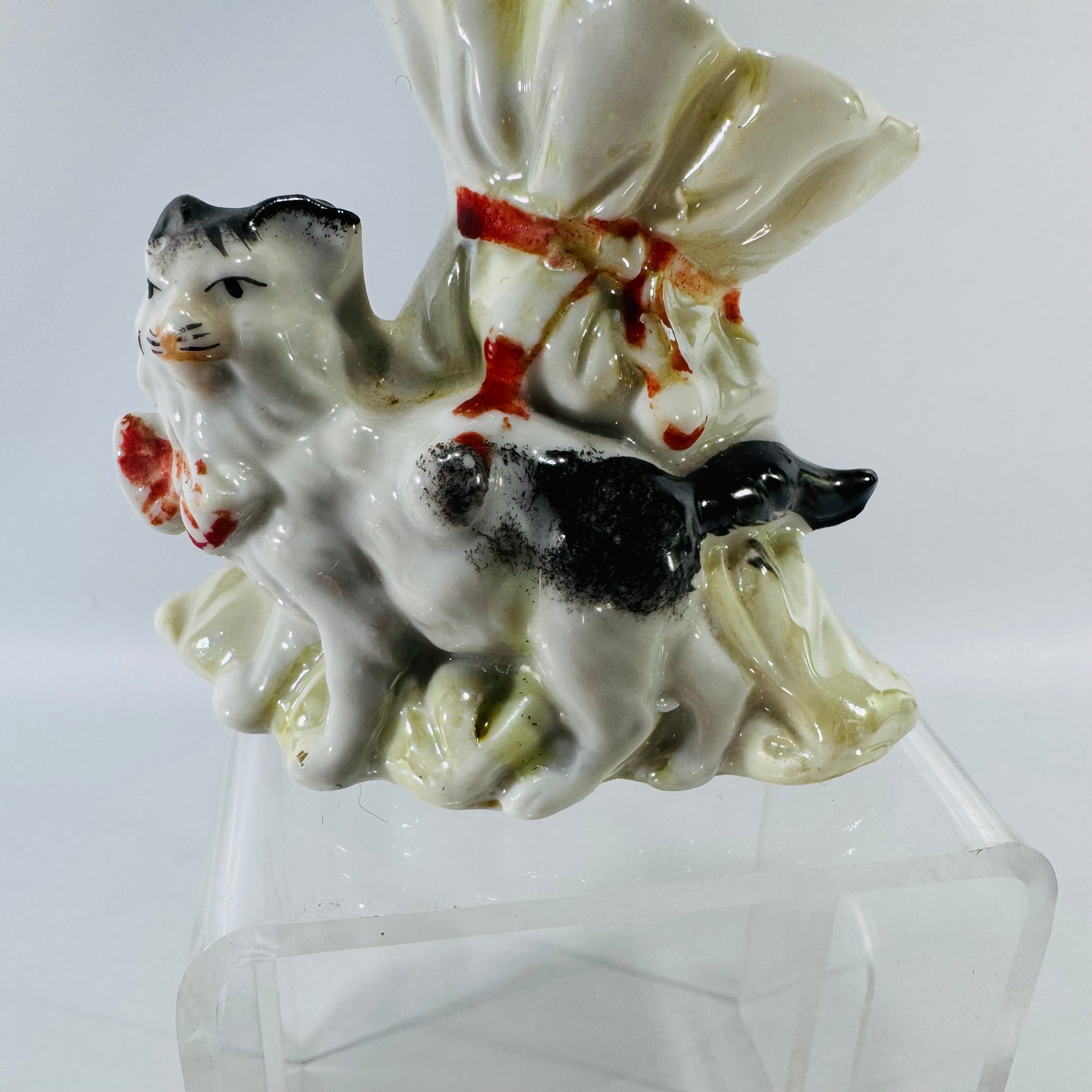 Vintage Ceramic Cat Toothpick Holder | Whimsical Kitten Mini Planter Decor