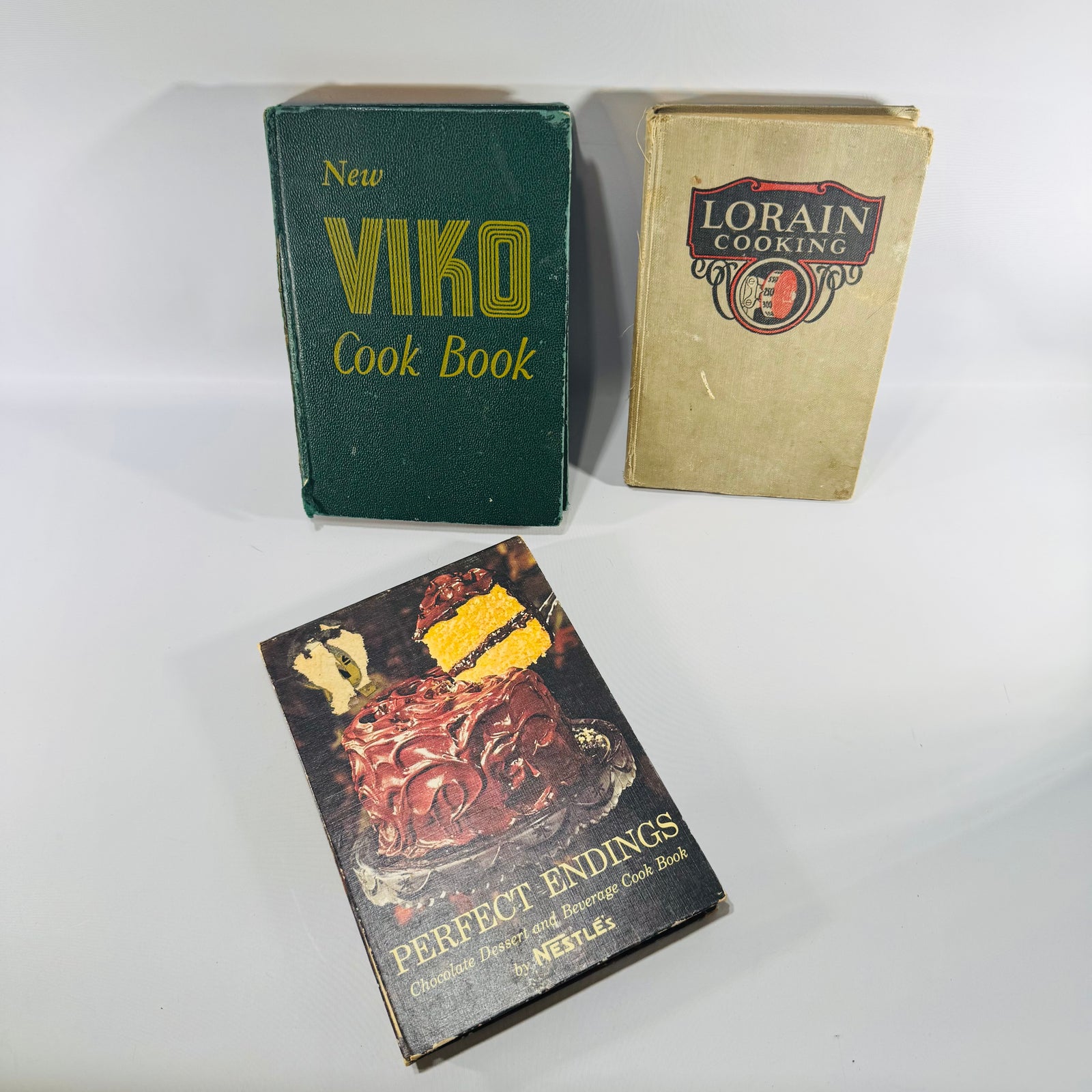 Three Vintage Cookbook Bundle — VIKO | Lorain | Nestlé | Corporate Test Kitchen Recipes | 1920s–1960s | Practical Cooking