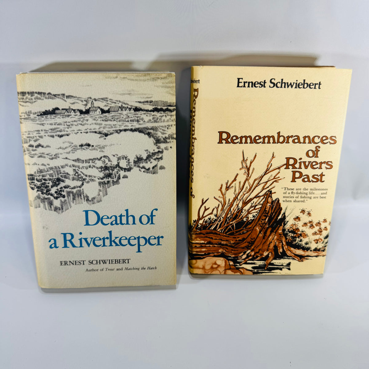 Vintage Ernest Schwiebert Fly Fishing Book Bundle Death of a Riverkeeper Remembrances of Rivers Past Hardcover