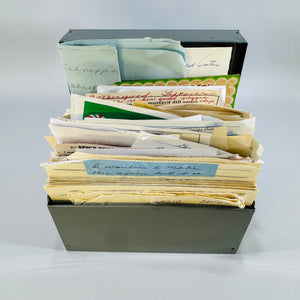 Vintage Green Metal Recipe Box with Handwritten Recipes | Estate Sale Kitchen Ephemera