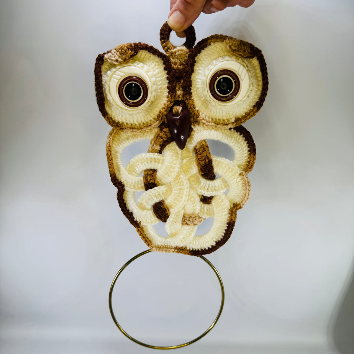 Vintage Macrame Owl Towel Ring | Handmade Cottagecore Wall Hanging