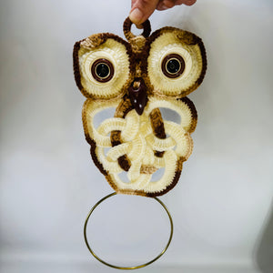 Vintage Macrame Owl Towel Ring | Handmade Cottagecore Wall Hanging