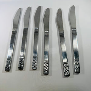 Vintage MSI Japan Danika Stainless Steel Dinner Knife Set – 6 Knives, 9 Inches, Decorative Handles