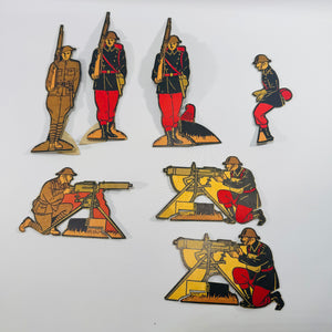 Vintage Paper Toy Soldier Figures Die Cut Military Display Set