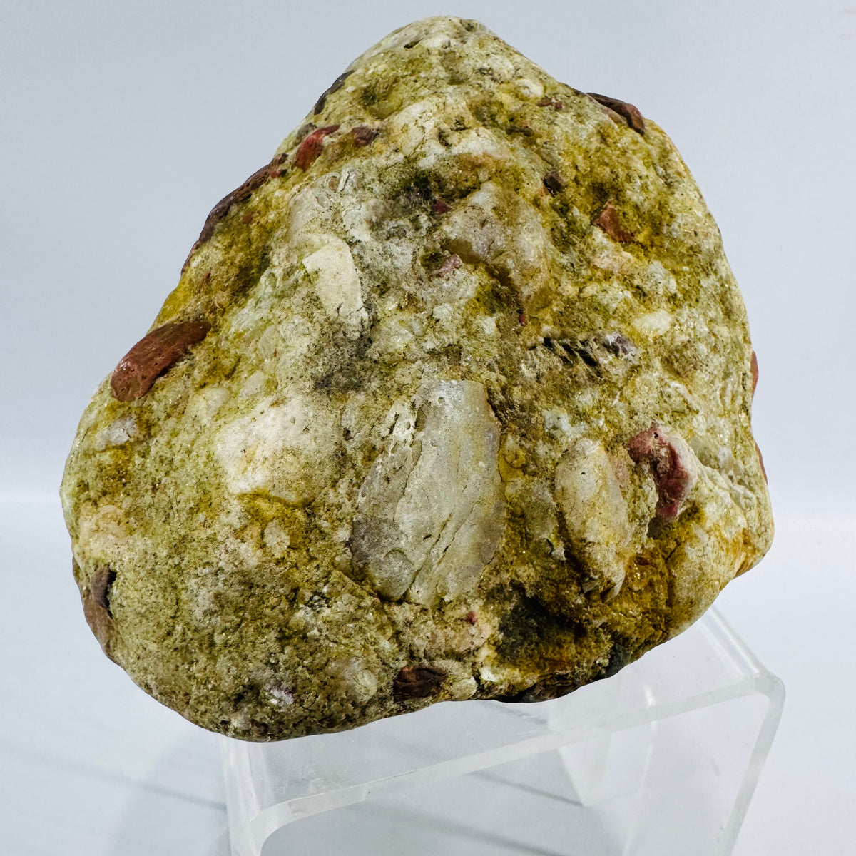 Vintage Puddingstone Rock Specimen Jasper Quartz Conglomerate Display Stone