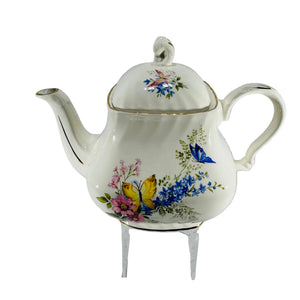 Vintage Crown Dorset Teapot | Staffordshire England butterfly floral ceramic tea pot