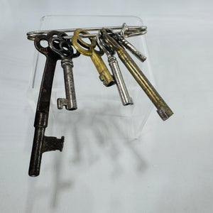 Bundle of 6 Vintage Keys on Oversized Safety Pin (3.25" Max)