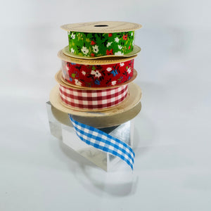 The Stephen Lawrence Co. Gift Tying Ribbon Lot of 4 Floral and Gingham Spools