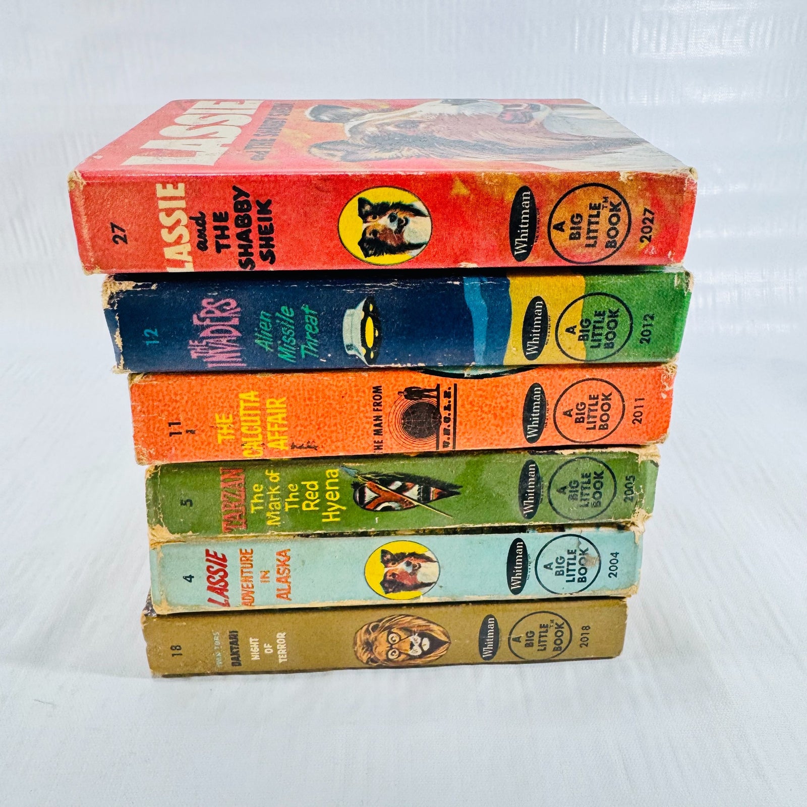 Six Whitman Big Little Books bundle, numbered spines stack
