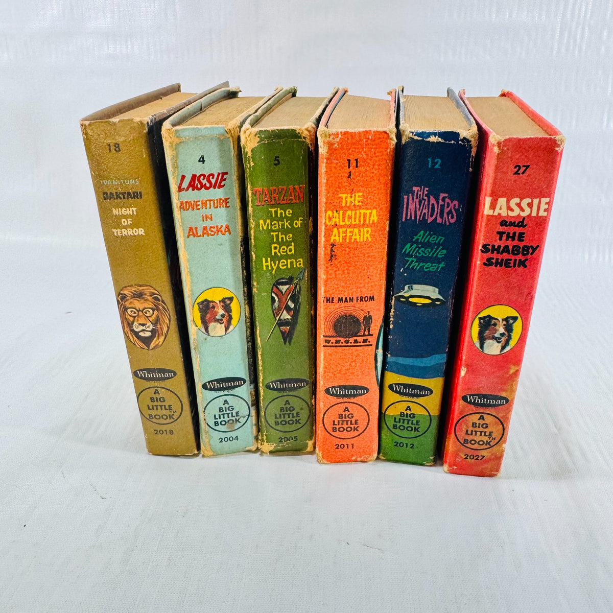 Six Whitman Big Little Books bundle, six spines upright