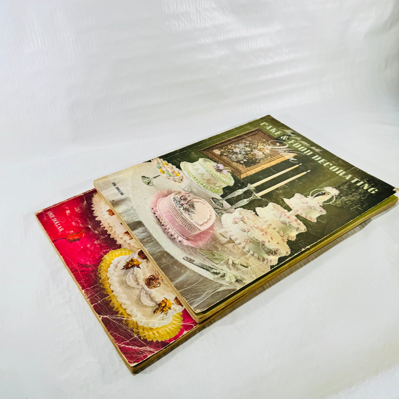 Angled view of the two Wilton cake decorating books