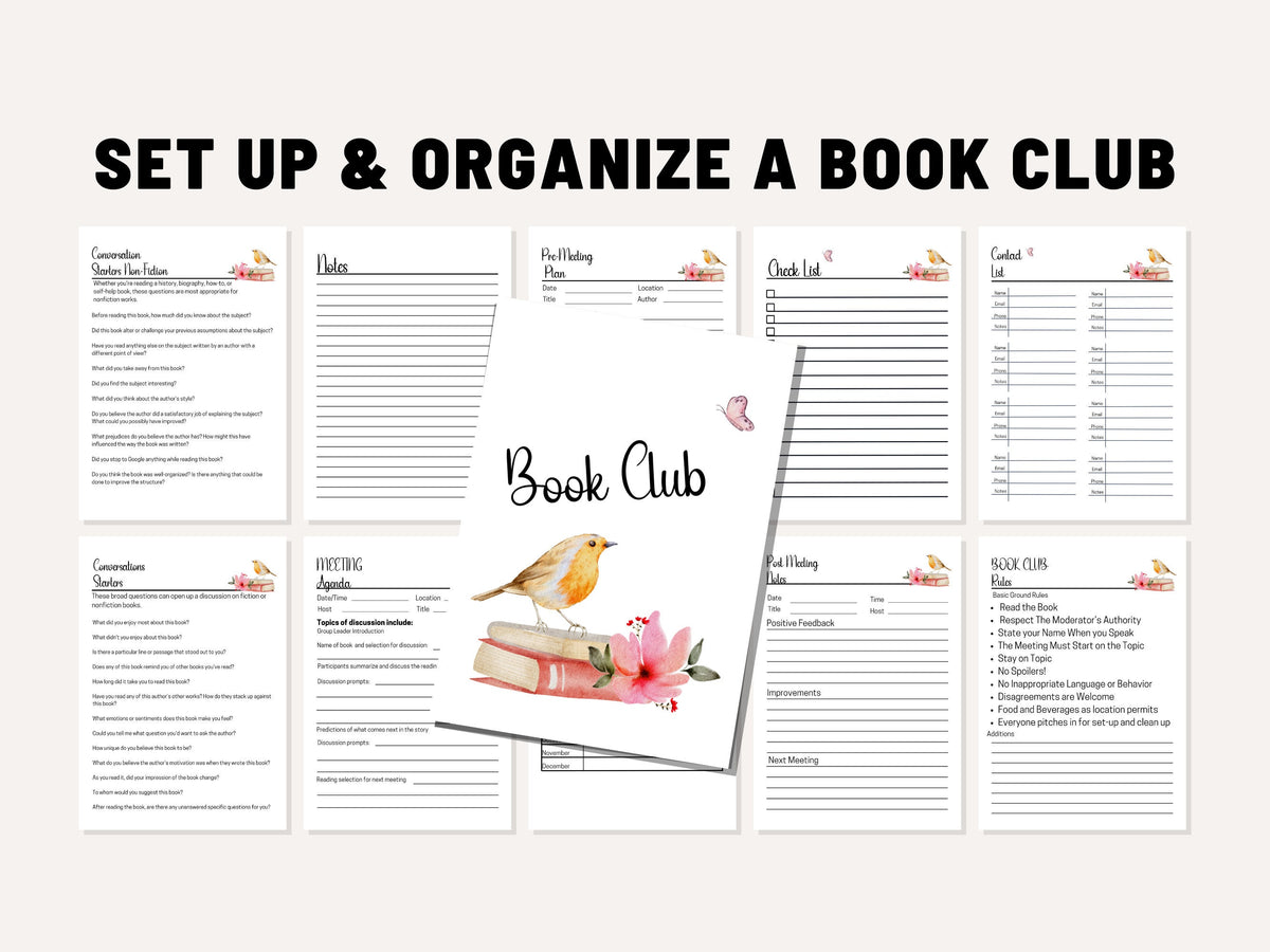Book Club Printable Planner System (A5 PDF Download) | Vintage-Inspired Reading Organizer