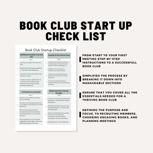 Book Club Startup Checklist: Simplifies the Process Of Creating a Book Club Digital Download Letter Size Printable