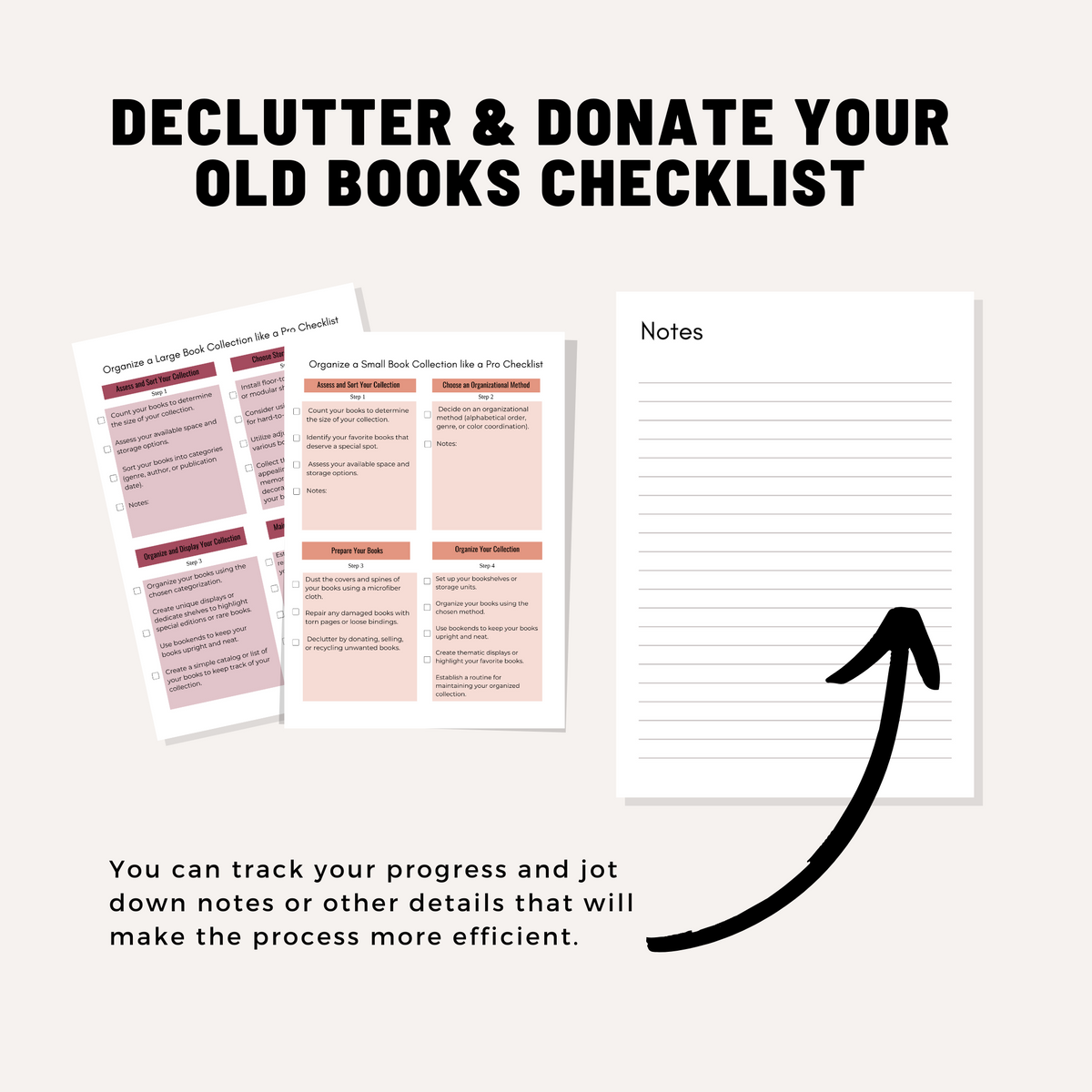 The Ultimate Book Collection Organization Checklists for Large and Small Book Collections 3 Page PDF Digital Download