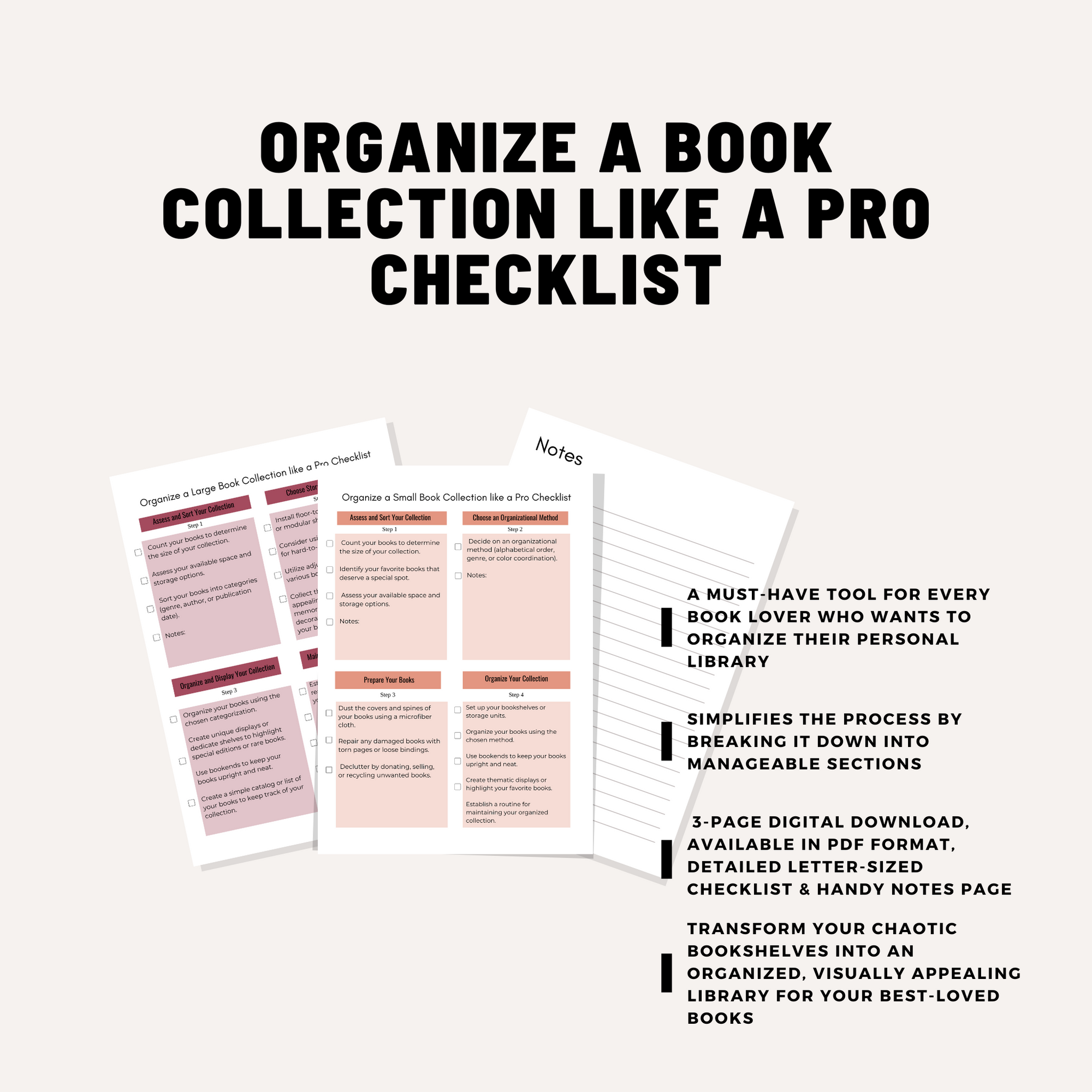 Pdf Book Collection Ultimate Book Collection Organization 2 Checklists PDF Digital Download ...
