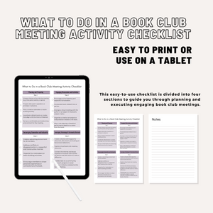 What to Do in A Book Club Meeting Digital Download PDF Revamp Your Book Club Meetings with Our Exclusive Activity Checklist